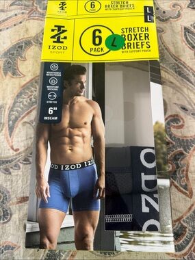 Izod Men’s Black/grey Stretch Boxer Briefs 2 pair